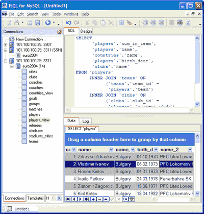 MyISQL (ISQL for MySQL) screen shot